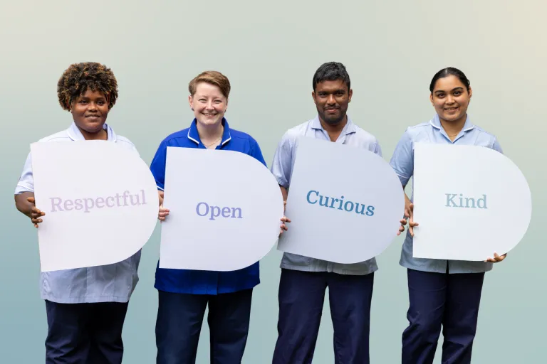 Team members with our values